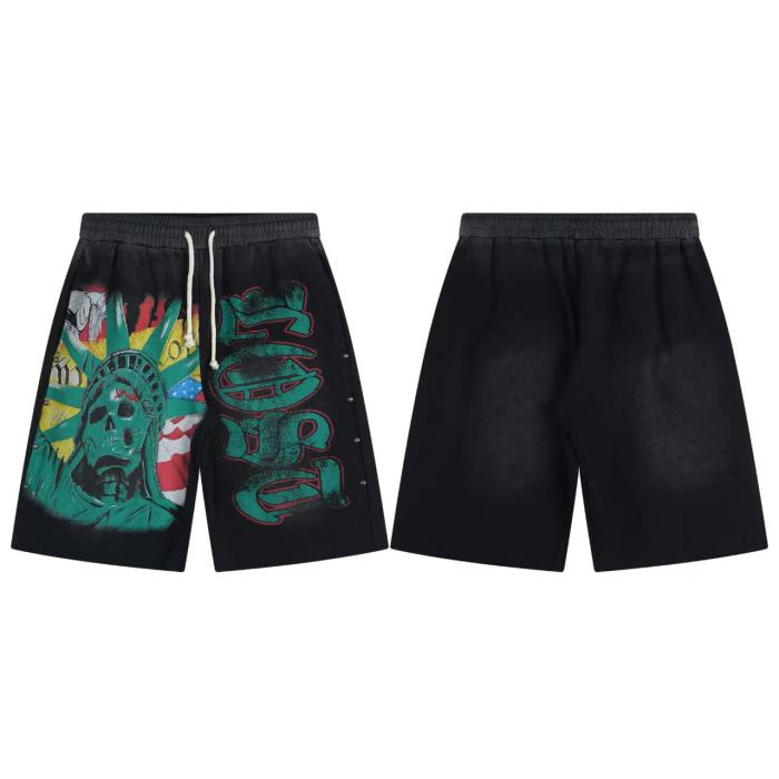 Skull Liberty Graphic Print Gothic Letter Streetwear Casual Shorts 2 colors 29064427