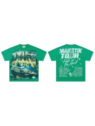 Yacht Tour Night Scene Rhinestone Print Washed Tee 29064539
