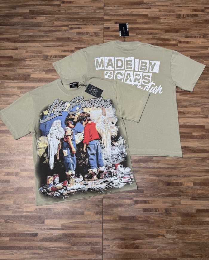 Street graffiti featuring twin angel children, in silver shimmer diamond-like style T-shirt 2 colors 29066636