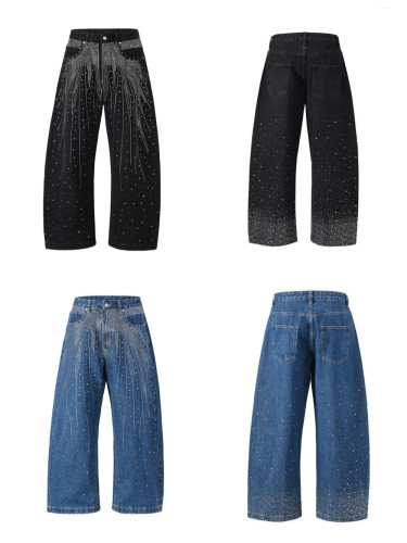 Galaxy Waterfall Rhinestone Wide Leg Jeans 2 colors 29064390