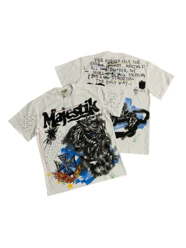 Iron Cross Flame Skeleton Rhinestone Print Washed Tee 29064538