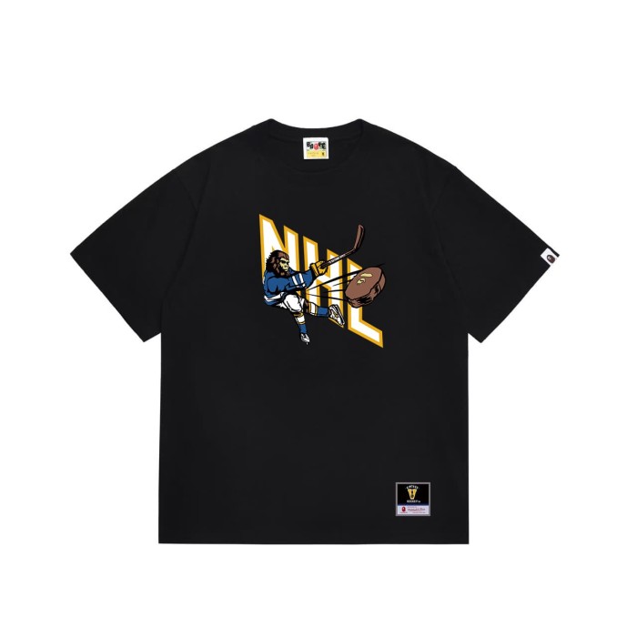 Ape man monkey playing ice hockey print T-shirt 2 colors 29062823