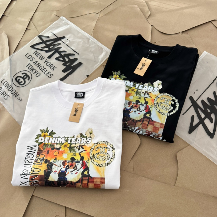 1:1 quality version Stussy collaboration vintage art floral portrait light luxury shirt 2 colors 29062641