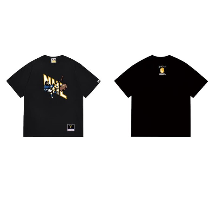 Ape man monkey playing ice hockey print T-shirt 2 colors 29062823