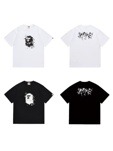 Ink-splashed primate head print T-shirt 2 colors 29062684