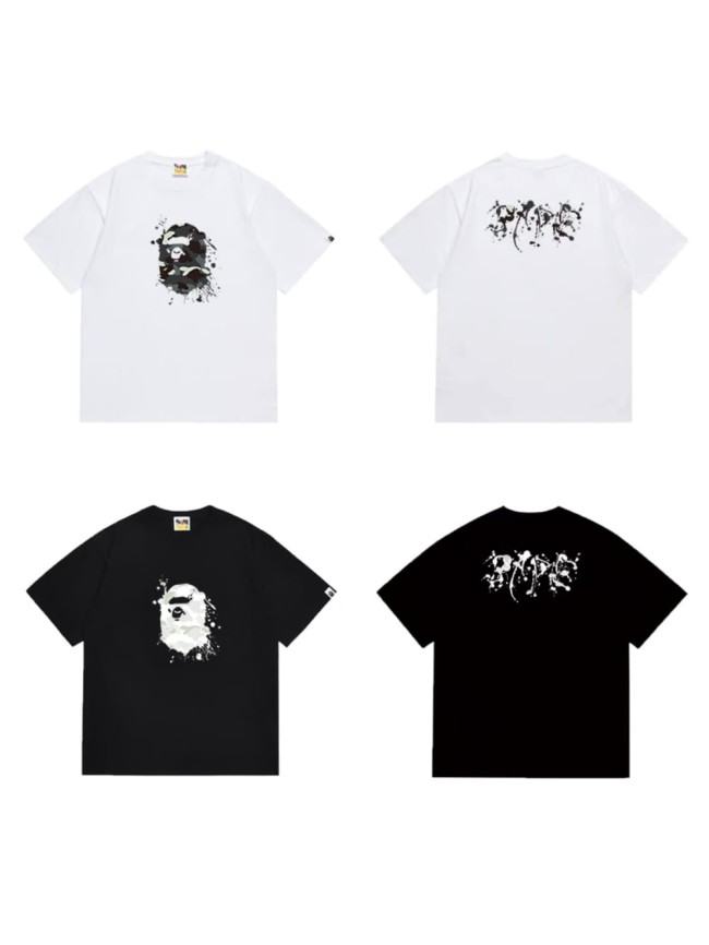 Ink-splashed primate head print T-shirt 2 colors 29062684