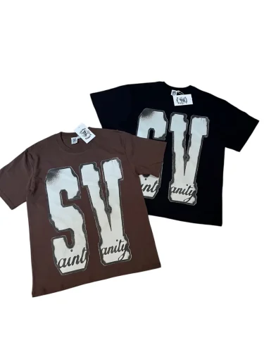 Huge SV initials + handwritten cursive font at the bottom, heavyweight pure cotton T-shirt 29064409