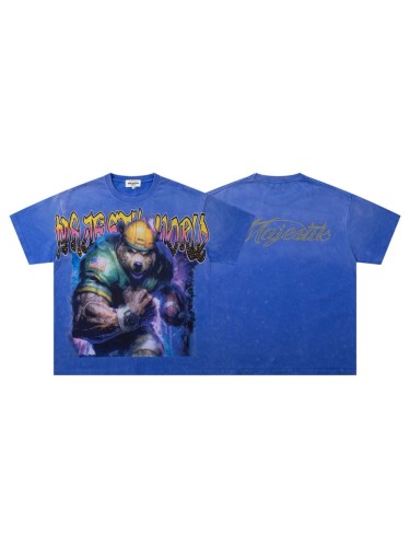 Muscular Bear Rugby Rhinestone Print Washed Tee 29065102