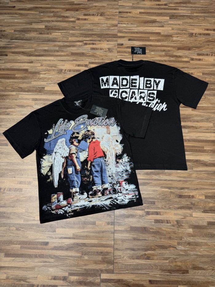 Street graffiti featuring twin angel children, in silver shimmer diamond-like style T-shirt 2 colors 29066636