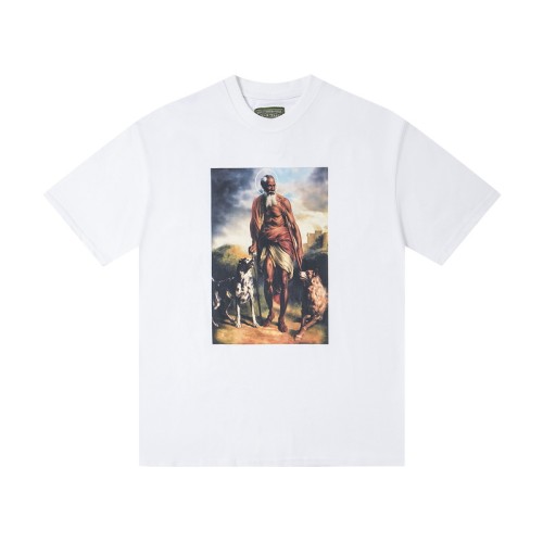 European-style vintage art portrait round neck drop shoulder laid-back casual shirt 2 colors 29062619