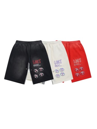 Gothic Letter & Cross Embroidery Casual Sweat Shorts 3 colors 29064425