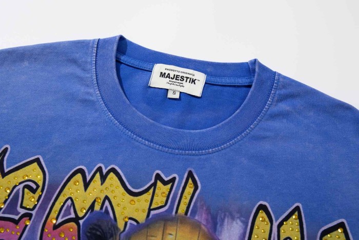 Muscular Bear Rugby Rhinestone Print Washed Tee 29065102