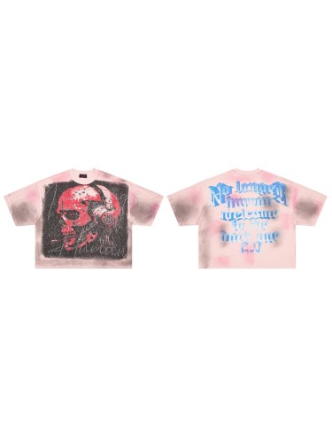 Scarlet Skull Headphone Rhinestone Print Washed Tee 29069410