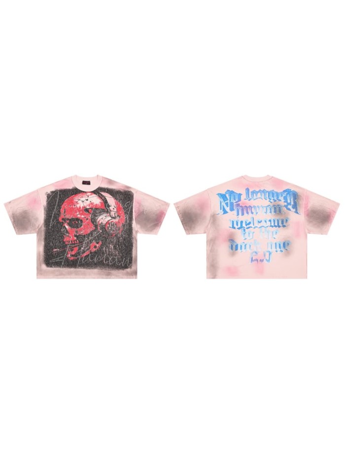 Scarlet Skull Headphone Rhinestone Print Washed Tee 29069410