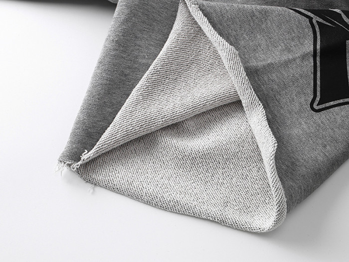 Ragged-edge, loose-fitting, five-inch gray sweatpants with drawstrings, casual shorts 29069002