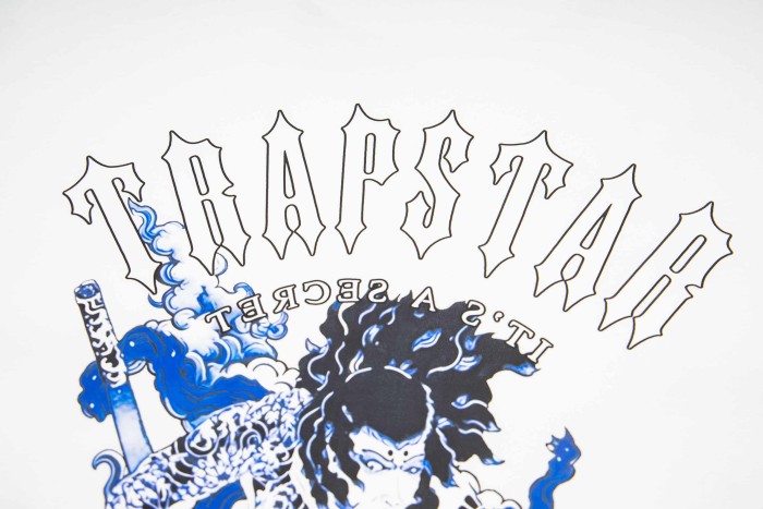 Trapstar Streetwear Tee with Blue Samurai & Cloud Print T-Shirt 2 colors 29069449
