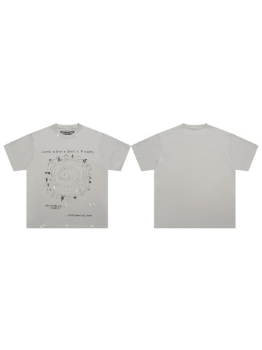 Spiral Figure Graffiti Splash Ink Print Washed Tee 29069144