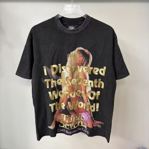 Y2K Streetwear with  The Seventh Wonder  Text & Retro Figure Print T-Shirt 29069304