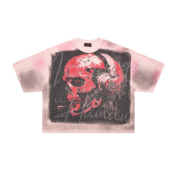 Scarlet Skull Headphone Rhinestone Print Washed Tee 29069410