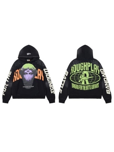 Oversized Heavyweight Streetwear Hoodie with Graffiti Statue Print 29069017