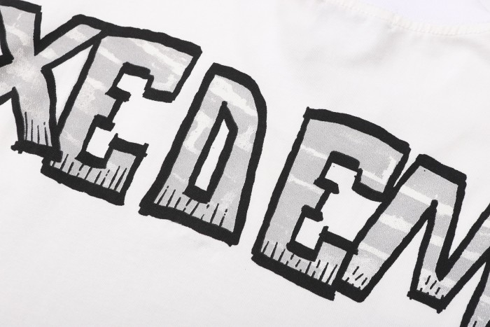 Cracked 3D letter white loose-fitting drop-shoulder short-sleeved T-shirt 29069167