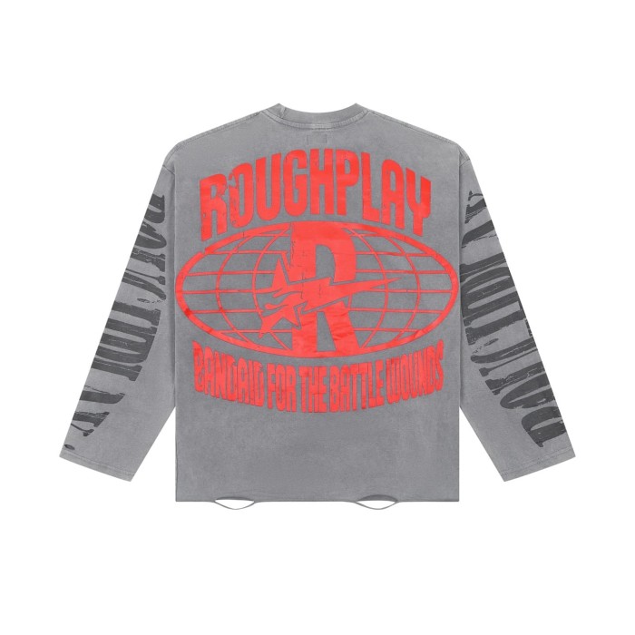 Baggy Distressed Retro Grunge with Bold Sleeve Text & Astro Boy Graphic Long Sleeve T-Shirt 29069104