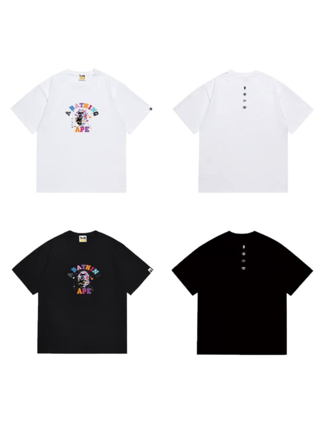 colorful letter camo spray ink print T-shirt 2 colors 29069010