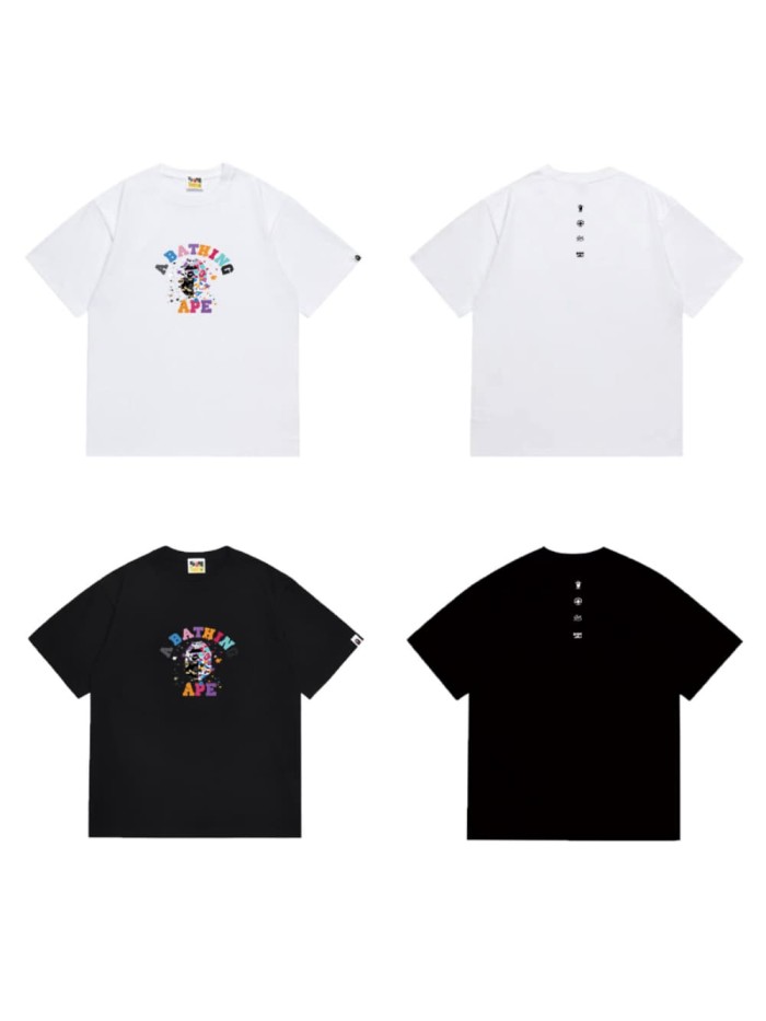 colorful letter camo spray ink print T-shirt 2 colors 29069010