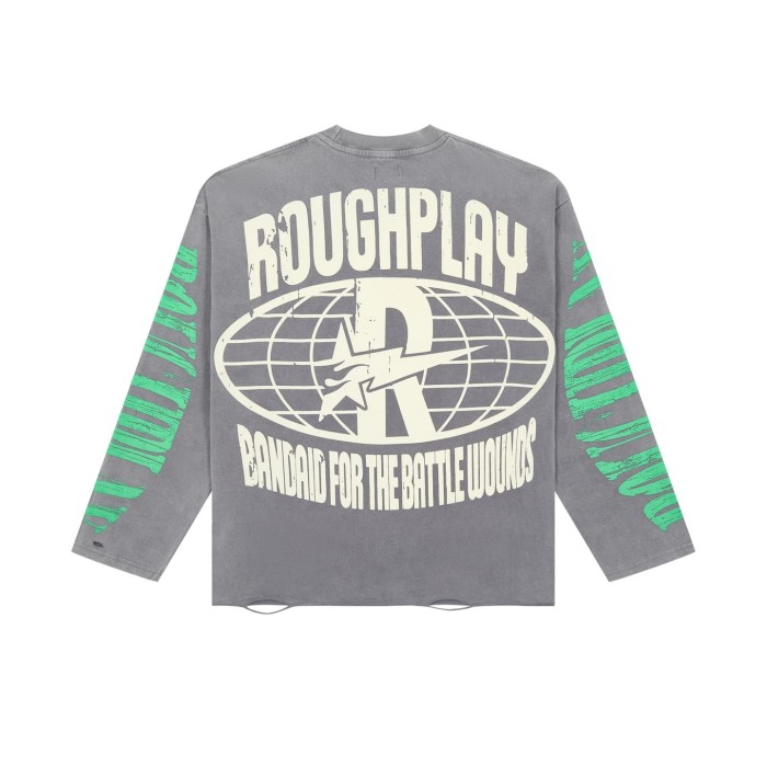 Baggy Streetwear Fire Angel & Green Sleeve Print Long Sleeve T-Shirt 2 colors 29069105