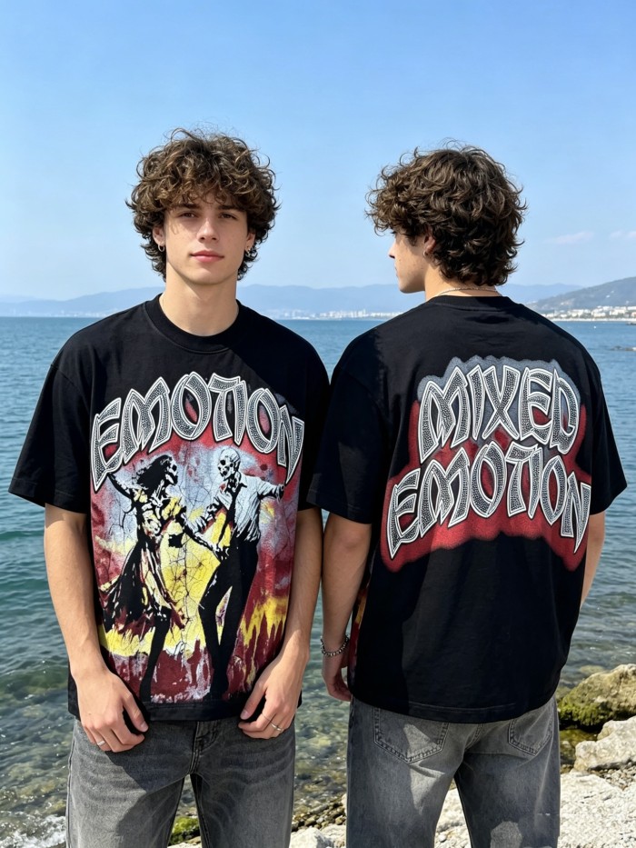 American-style dark apocalyptic punk light luxury daily commuting short-sleeved shirt 2 colors 29068945
