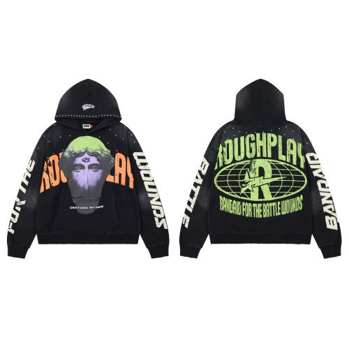 Oversized Heavyweight Streetwear Hoodie with Graffiti Statue Print 29069017