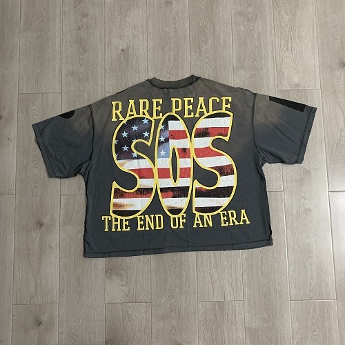Ghost Reaper Flag Rhinestone Print Washed Tee 2 colors 29069155