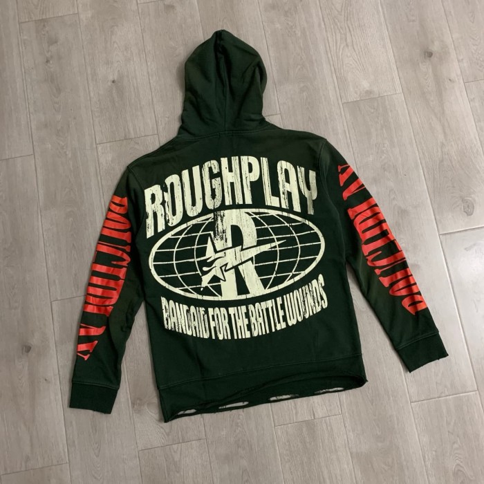 Dark Green Washed Distressed Skull Print Hoodie 29068976