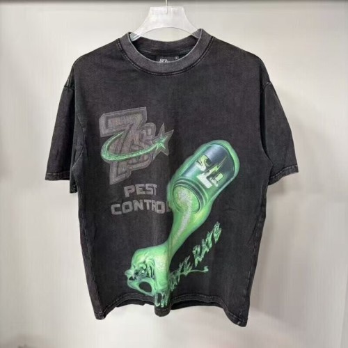 Washed Black Streetwear with Green Slime & Pest Control Print T-Shirt 29069272