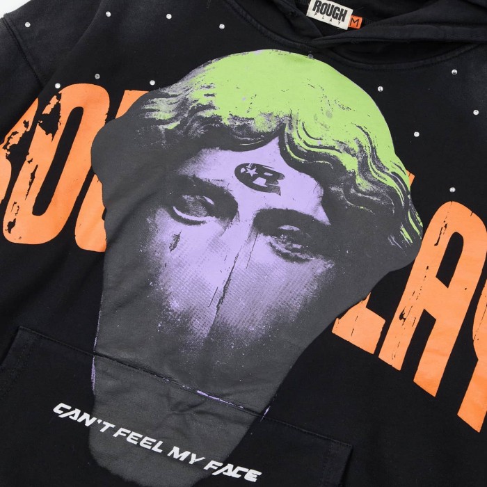 Oversized Heavyweight Streetwear Hoodie with Graffiti Statue Print 29069017