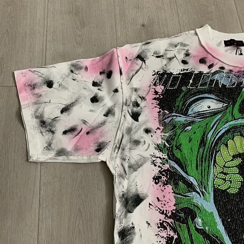 Dark Zombie Scream Tie-dye Rhinestone Print Washed Tee 29069148
