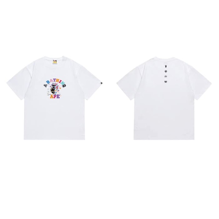 colorful letter camo spray ink print T-shirt 2 colors 29069010