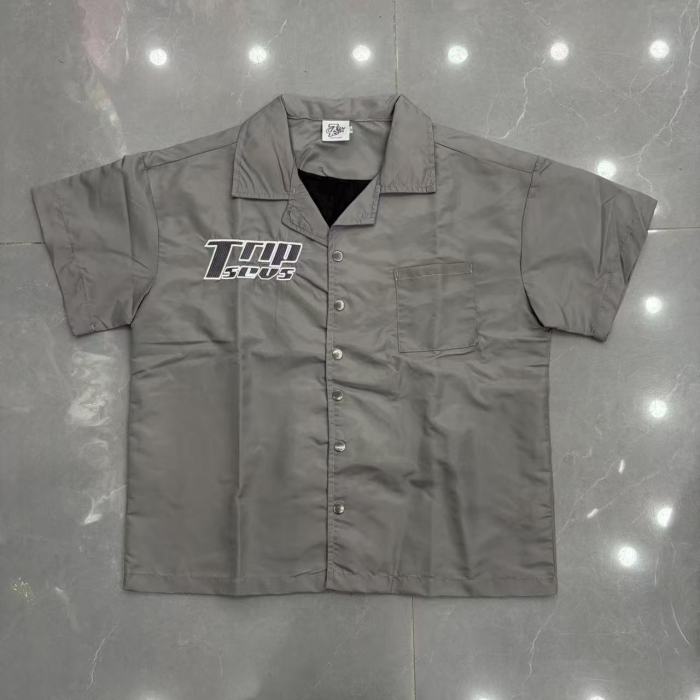 Y2K Workwear Set with Cuban Collar Shirt & Side Snap Shorts 6 colors 29069173