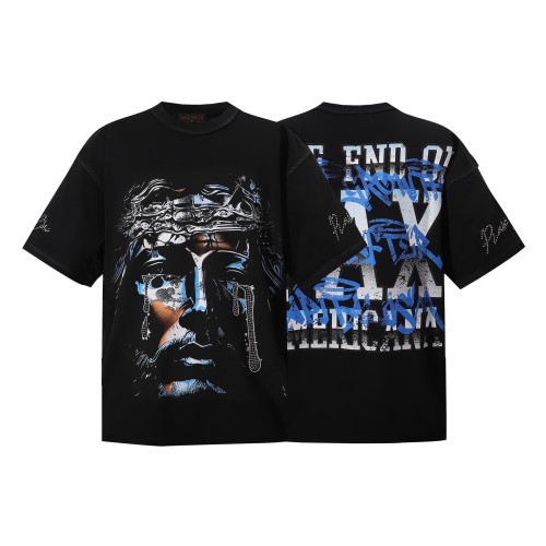Dark Religious Angel Rhinestone Print Washed Tee 20 colors 29069152