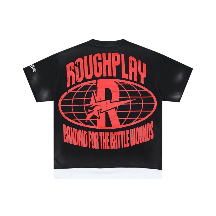 Oversized Washed Black Streetwear with Roughplay Skull & Car Graphic Print T-Shirt 29069051