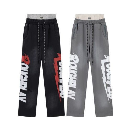 Vintage Washed Letter & Lightning Print Elastic Waist Sweatpants 2 colors 29068979