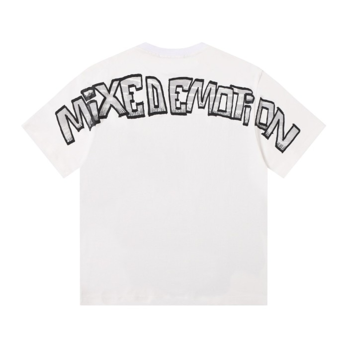 Cracked 3D letter white loose-fitting drop-shoulder short-sleeved T-shirt 29069167