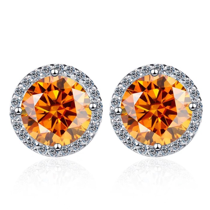 Eight Hearts and Eight Arrows Moissanite Sunflower Full-Diamond Earrings 29069329