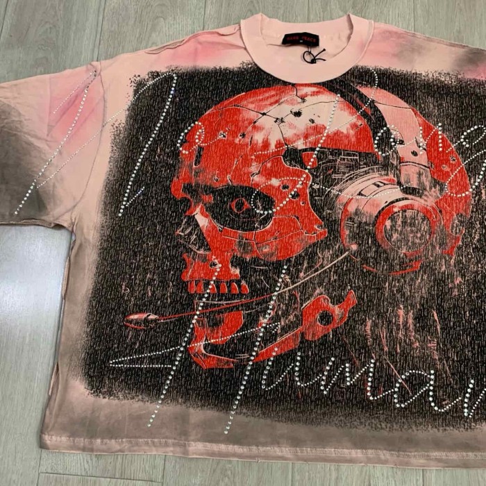 Scarlet Skull Headphone Rhinestone Print Washed Tee 29069410
