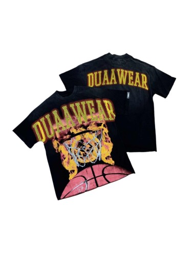 Flaming Basketball Hoop Rhinestone Print Washed Tee 29069141