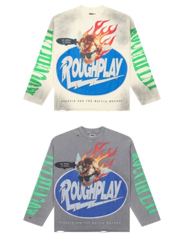 Baggy Streetwear Fire Angel & Green Sleeve Print Long Sleeve T-Shirt 2 colors 29069105
