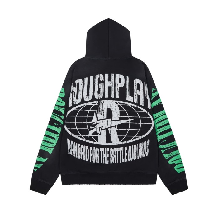 Direct Injection Rhinestone Washed Distressed Ripped Hoodie 29069022