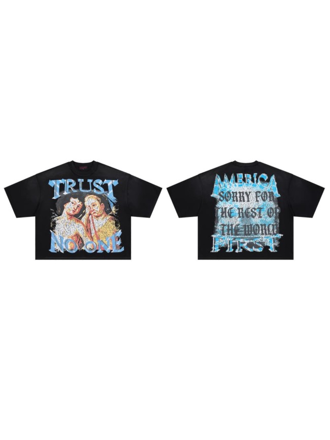 Renaissance Broken Figure Rhinestone Print Washed Tee 29069406