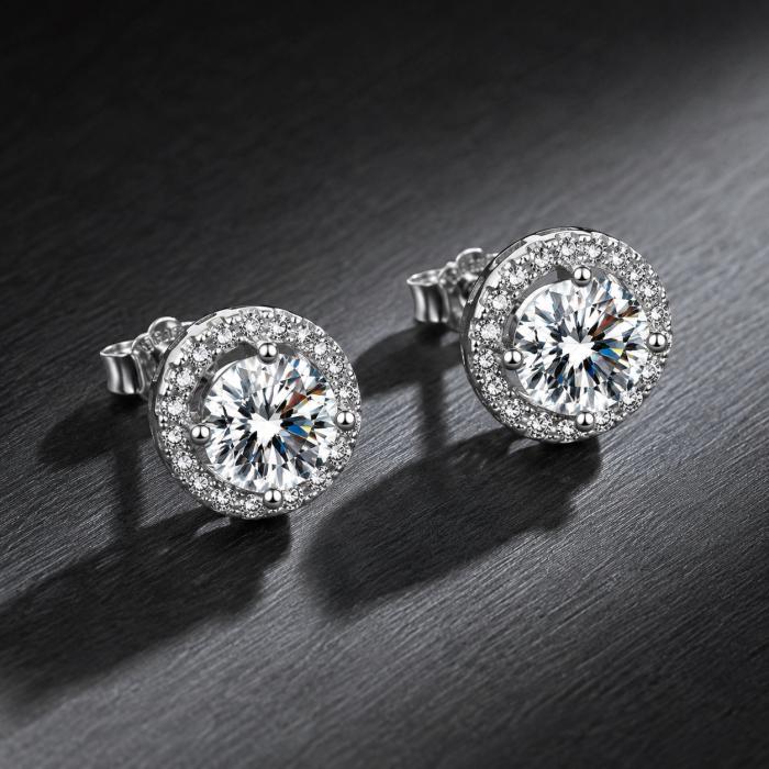 Eight Hearts and Eight Arrows Moissanite Sunflower Full-Diamond Earrings 29069329