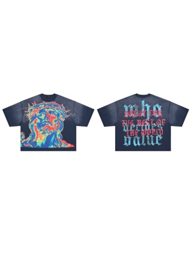 Thermal Imaging Jesus Rhinestone Print Washed Tee 29069407